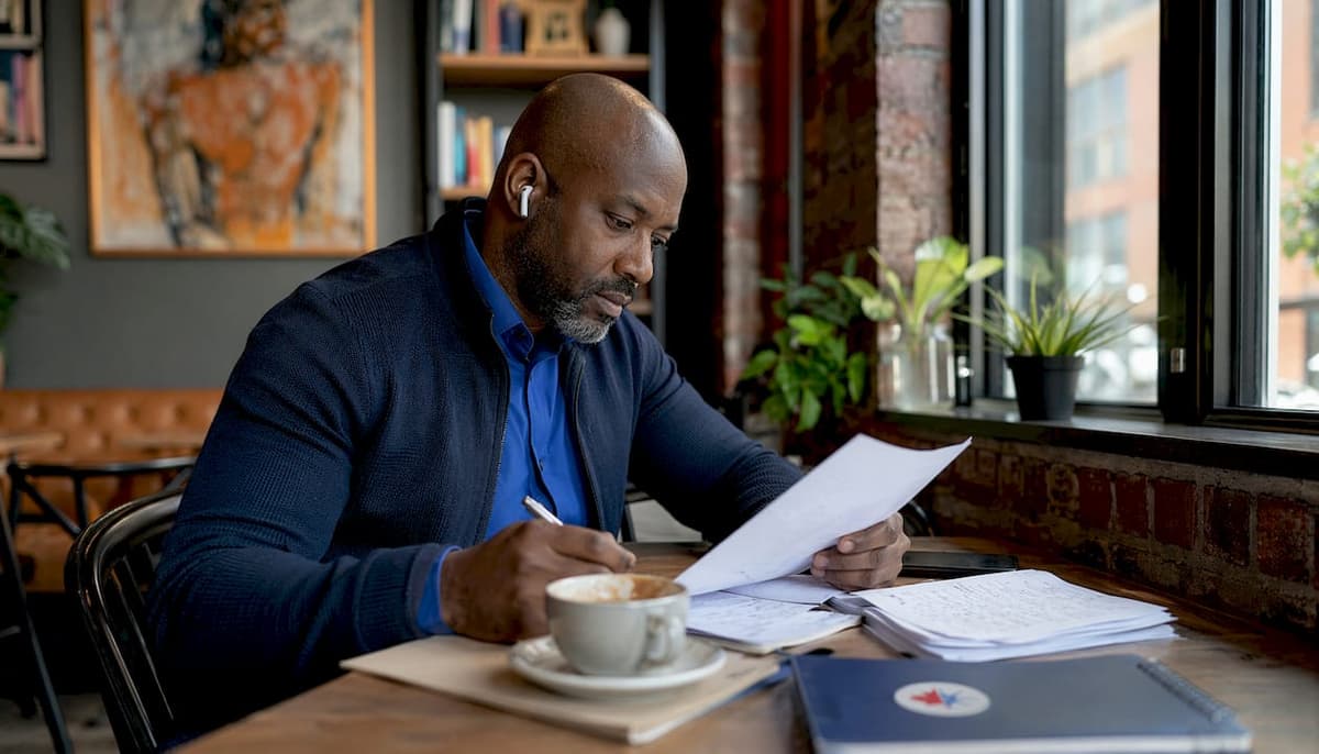 Man studying CLB listening and reading skills
