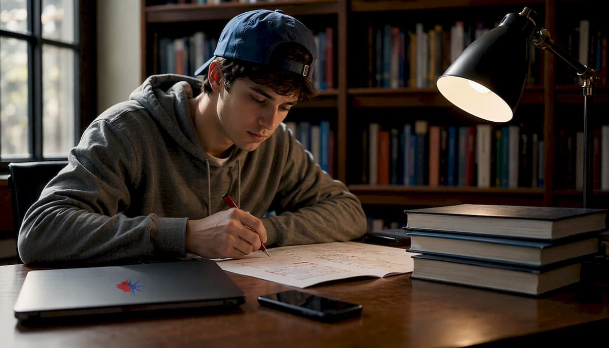 Student reviewing corrected mock exam answers