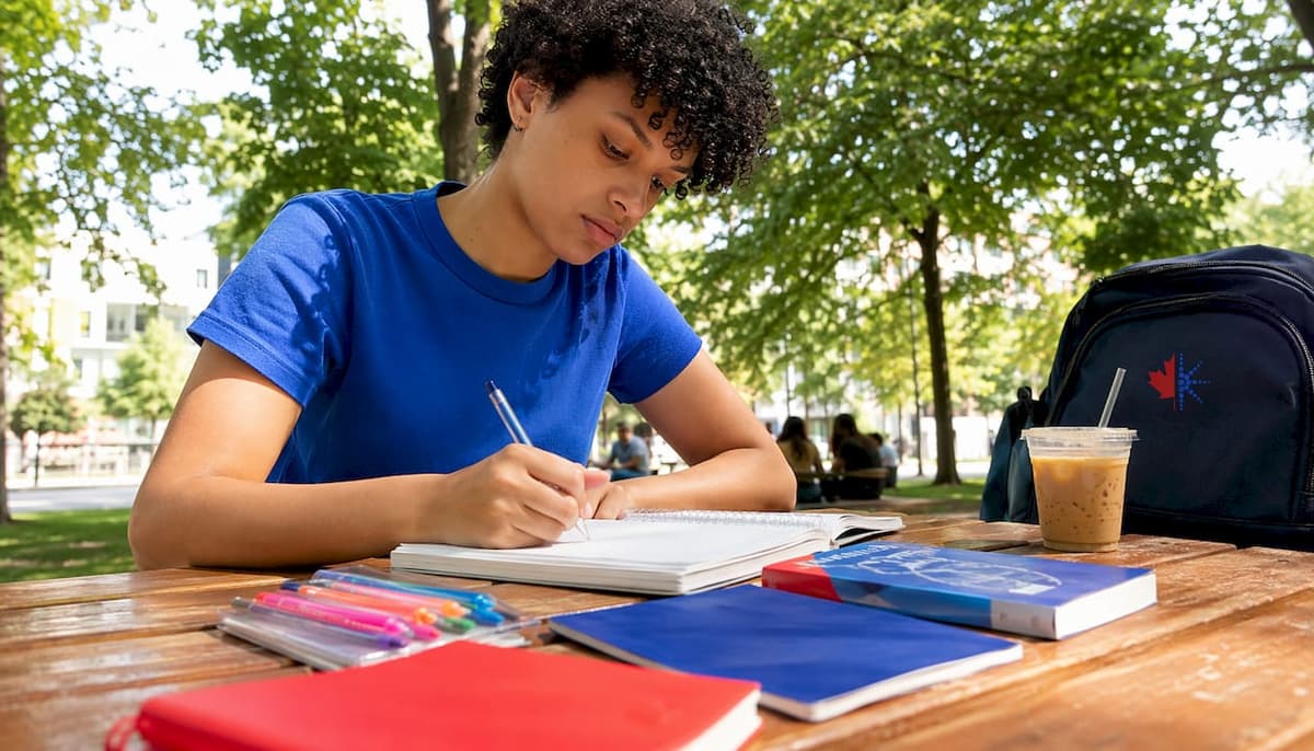 Person taking notes to improve writing skills