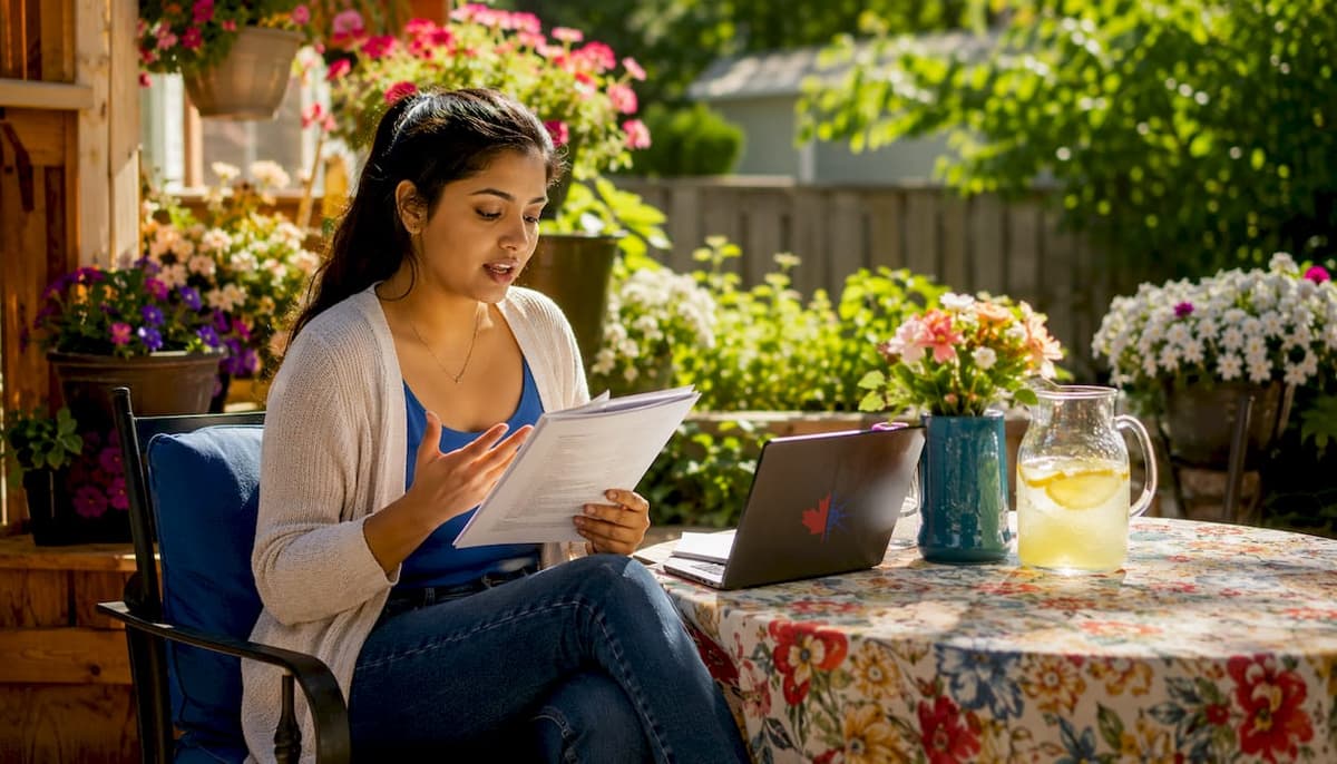 Woman studying for Express Entry speaking test