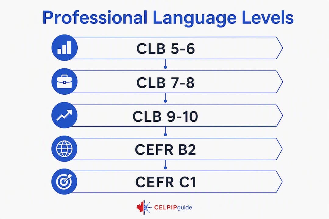Infographic displaying professional language proficiency levels