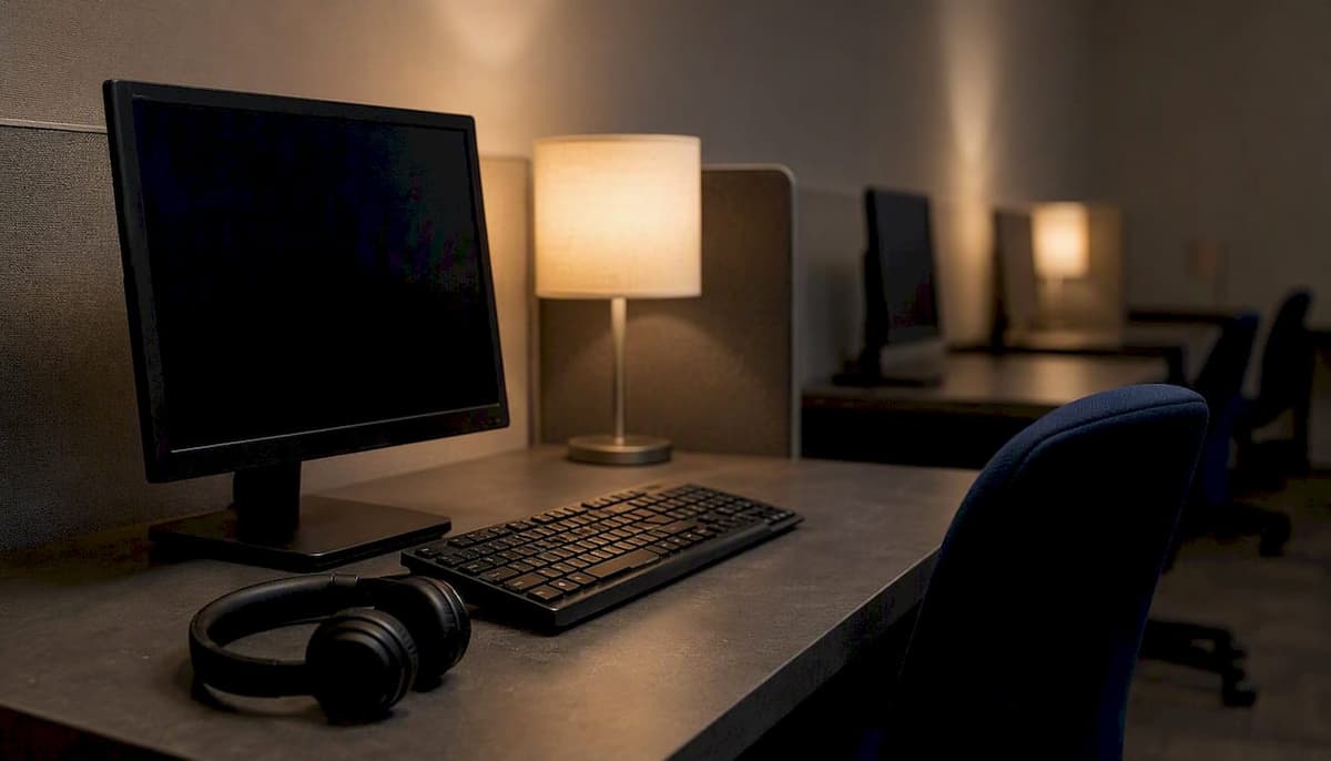 Computer test station at exam centre