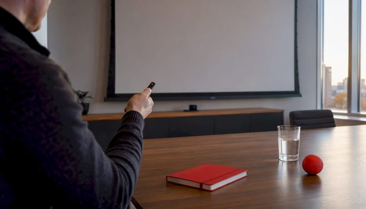 Hands using laser pointer during presentation