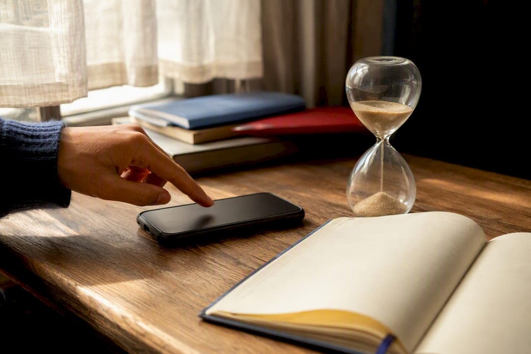 Study nook with timer and digital device for spaced repetition