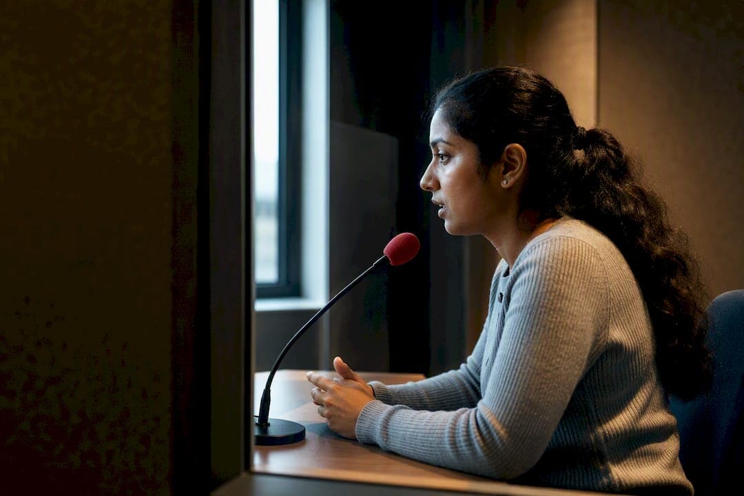 Candidate recording a timed speaking response