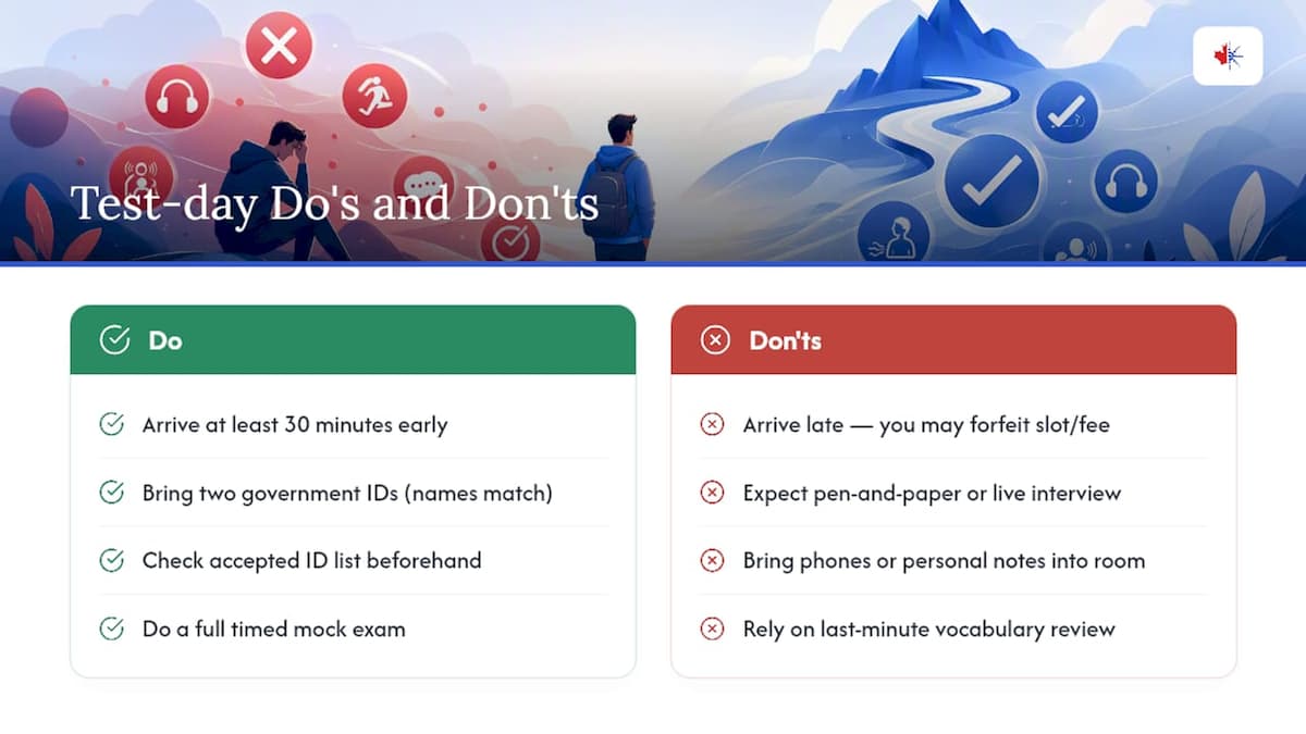What to expect on test day and how to walk in prepared — overview diagram