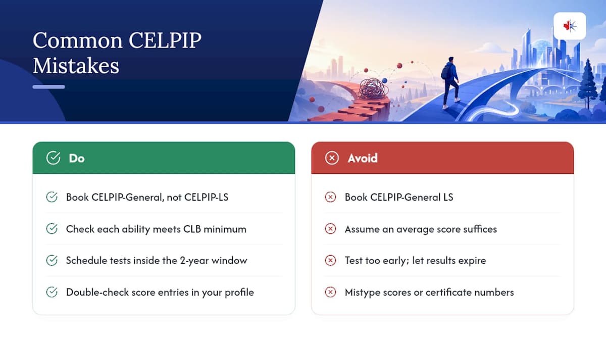What mistakes do candidates most often make with CELPIP for Express Entry? — overview diagram